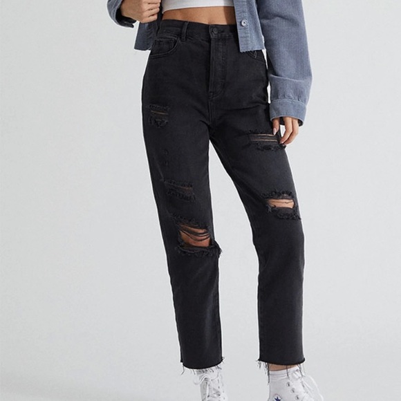 PacSun Denim - PacSun Black distressed straight leg jeans (size 27)